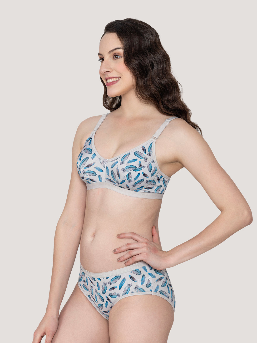 Samara Everyday Printed Lingerie Set-L.GREY