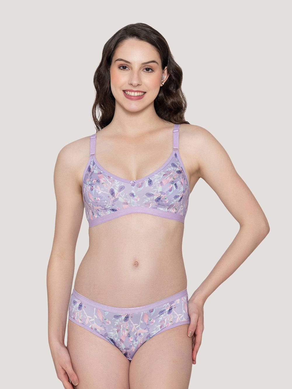 Samara Everyday Printed Lingerie Set-LAVENDER