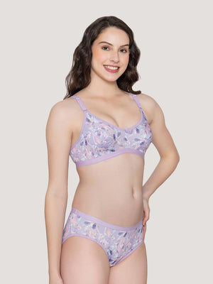 Samara Everyday Printed Lingerie Set-LAVENDER