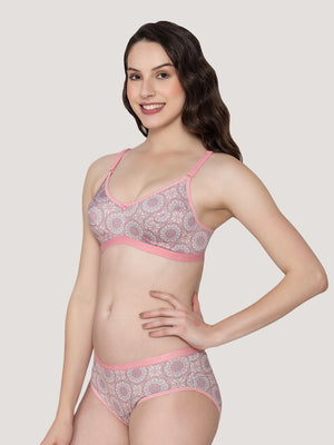 Samara Everyday Printed Lingerie Set-PINK