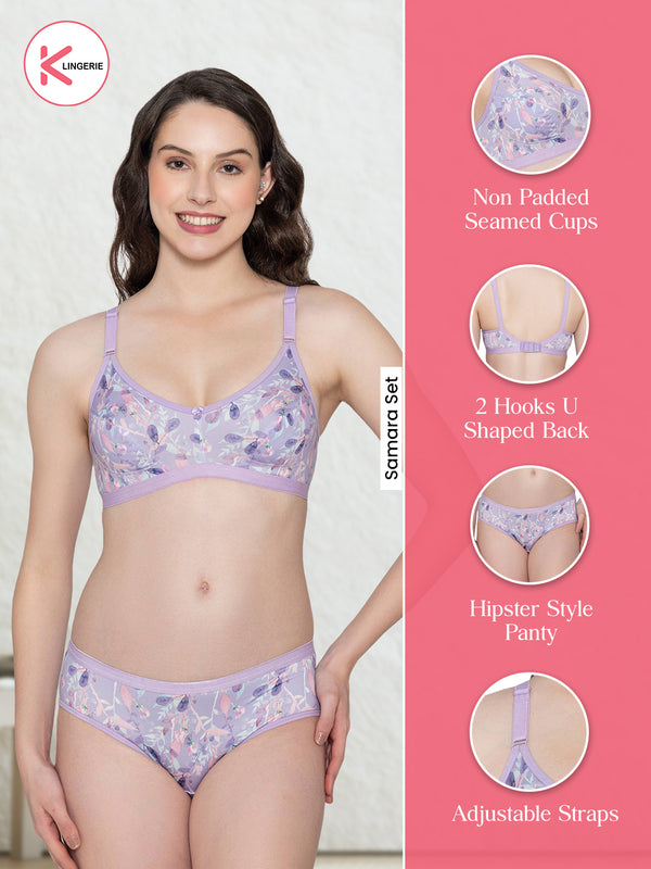 Samara Everyday Printed Lingerie Set-BABY PINK