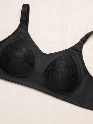 Kalyani Sandy Women’s Full Coverage Non-Padded Lace Bra with M Frame Front Panel Pack of 2 | WHITE BLACK