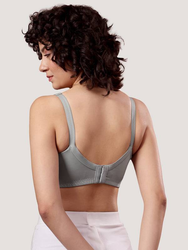 Kalyani Sandy Women’s Full Coverage Non-Padded Lace Bra with M Frame Front Panel Pack of 2 | WHITE L.GREY