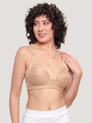 Kalyani Sandy Women’s Full Coverage Non-Padded Lace Bra with M Frame Front Panel Pack of 2 |ONION RUST NUDE