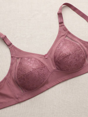 Kalyani Sandy Women’s Full Coverage Non-Padded Lace Bra with M Frame Front Panel Pack of 2 |ONION RUST NUDE