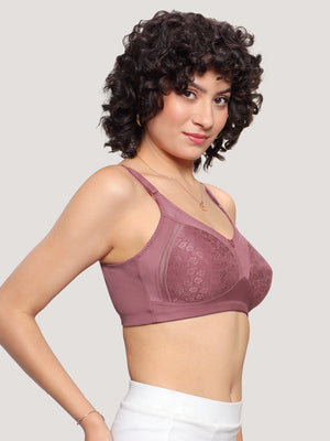Kalyani Sandy Women’s Full Coverage Non-Padded Lace Bra with M Frame Front Panel Pack of 2 |ONION RUST NUDE