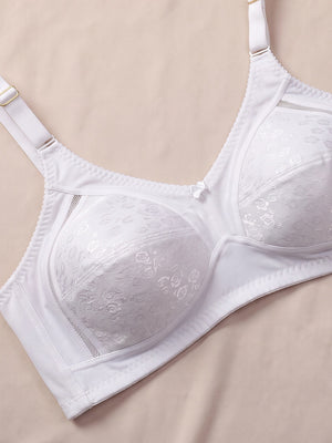 Kalyani Sandy Women’s Full Coverage Non-Padded Lace Bra with M Frame Front Panel Pack of 2 | WHITE WHITE