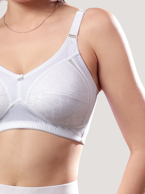 Kalyani Sandy Women’s Full Coverage Non-Padded Lace Bra with M Frame Front Panel Pack of 2 | WHITE WHITE