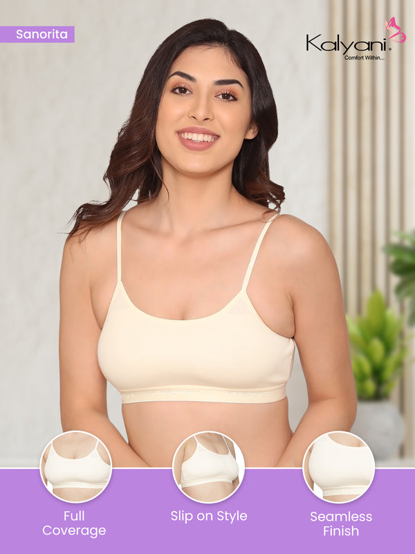 Sanorita Full Coverage Daily Wear Beginners Bra | Pack of 3-WHITE WHITE WHITE