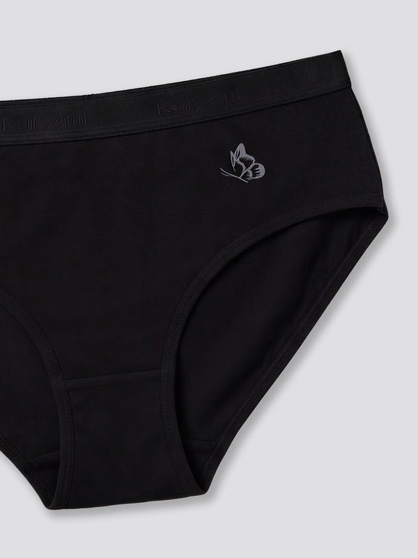 Sensa Mid-Rise Rich Cotton Hipster Panties for Women-BLACK BLACK BLACK