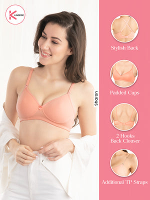 Sharon Detachable Straps Padded T-Shirt Bra-SKIN