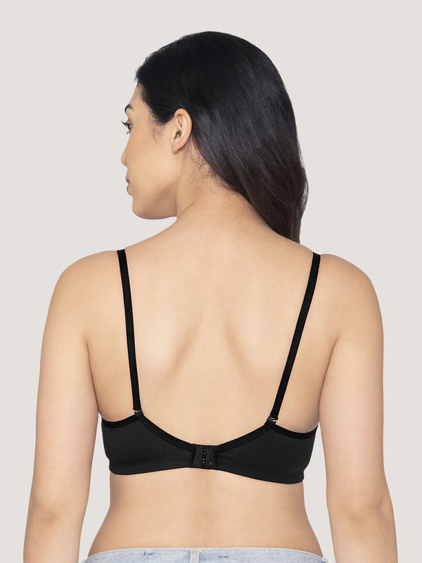 Sharon Detachable Straps Padded T-Shirt Bra-BLACK