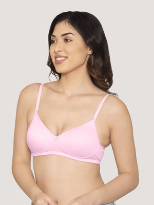 Sharon Detachable Straps Padded T-Shirt Bra-PINK