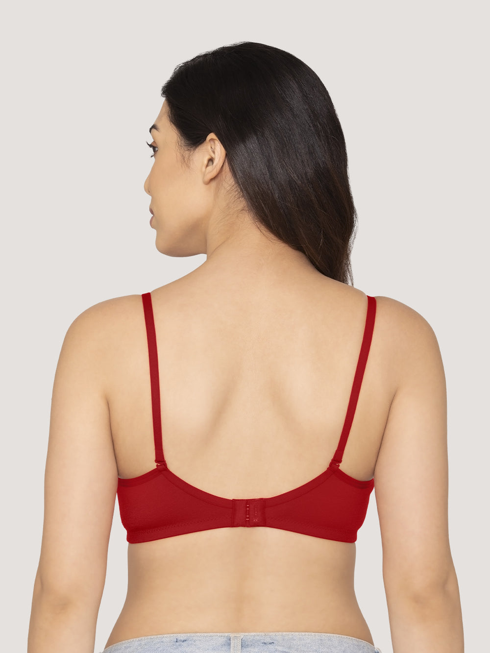 Sharon Detachable Straps Padded T-Shirt Bra-RED