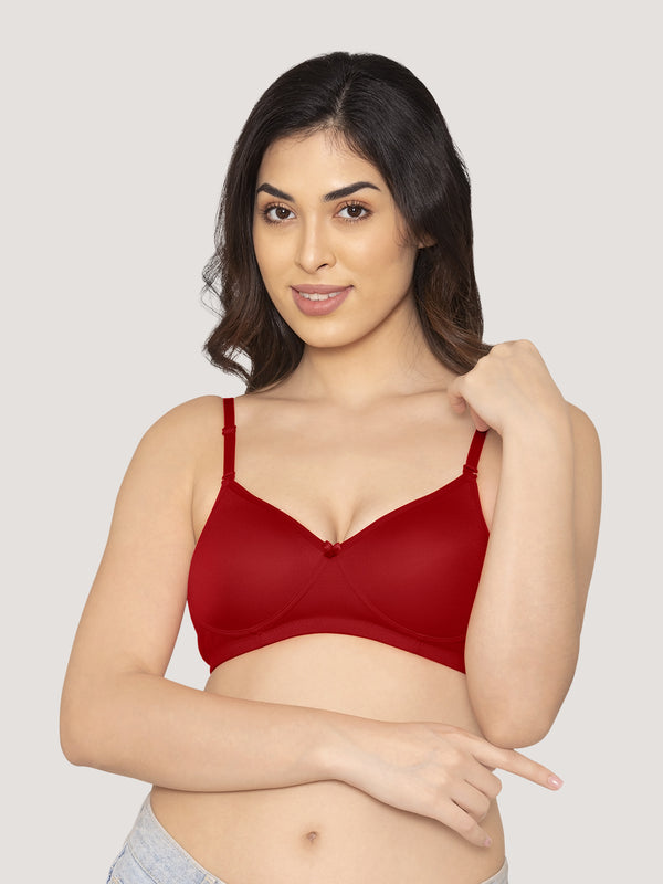 Sharon Detachable Straps Padded T-Shirt Bra-RED