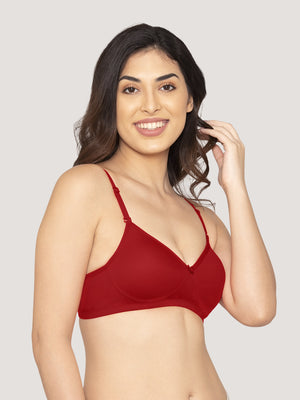 Sharon Detachable Straps Padded T-Shirt Bra-RED