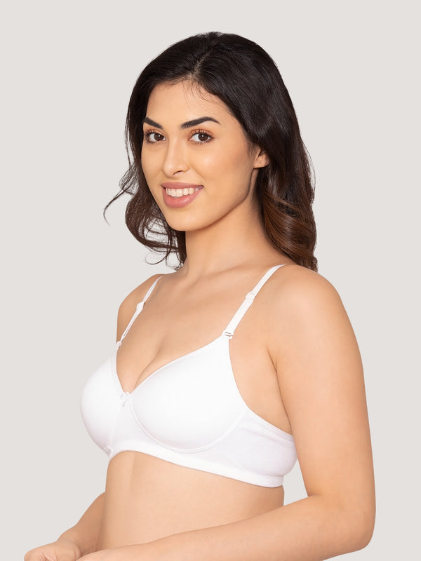 Sharon Detachable Straps Padded T-Shirt Bra-WHITE