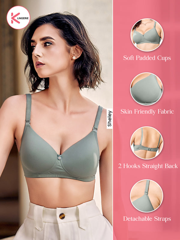 Sheley Soft Padded Full Coverage Stylish Bra-BROWN