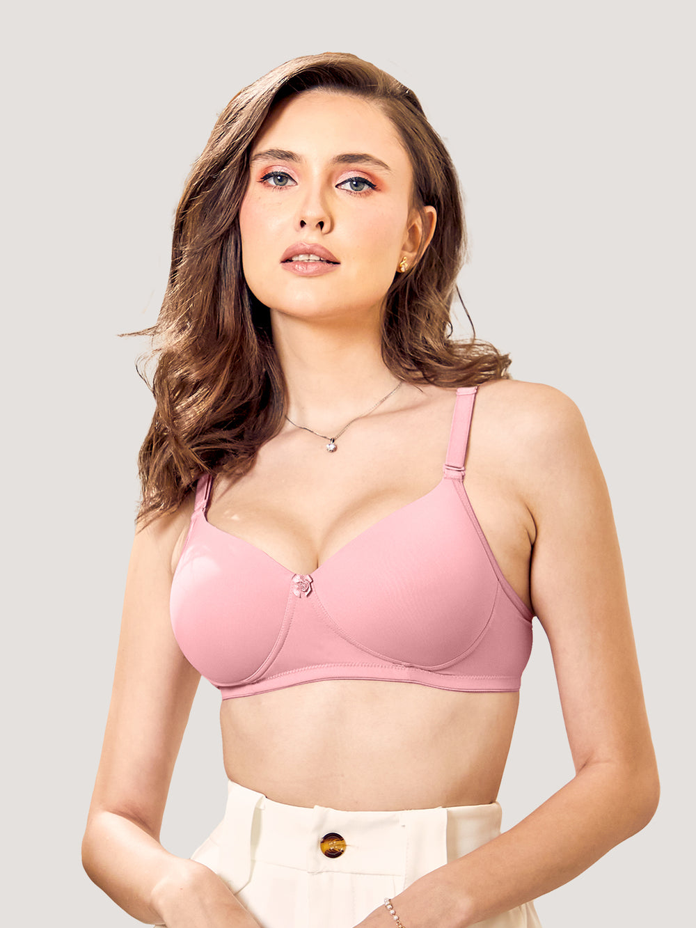 Sheley Women's Wirefree Soft Padded Cups Detachable Straps Bra Pack of 2-CREPE CREPE