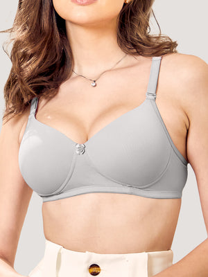 Sheley Women's Wirefree Soft Padded Cups Detachable Straps Bra Pack of 2-L.GREY BROWN