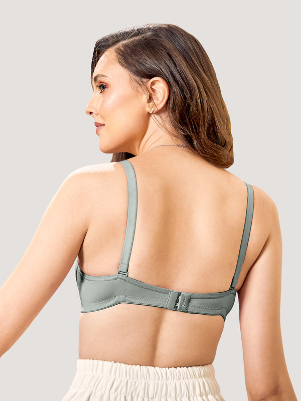 Sheley Women's Wirefree Soft Padded Cups Detachable Straps Bra Pack of 2- OCEAN GREEN CREPE