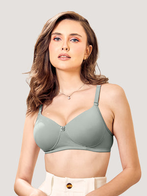 Sheley Women's Wirefree Soft Padded Cups Detachable Straps Bra Pack of 2- OCEAN GREEN CREPE
