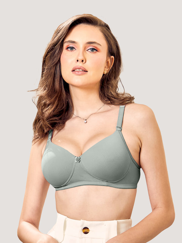 Sheley Women's Wirefree Soft Padded Cups Detachable Straps Bra Pack of 2- OCEAN GREEN CREPE