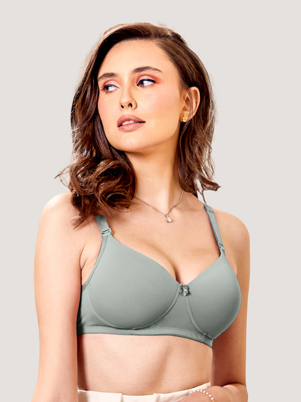 Sheley Women's Wirefree Soft Padded Cups Detachable Straps Bra Pack of 2- OCEAN GREEN CREPE