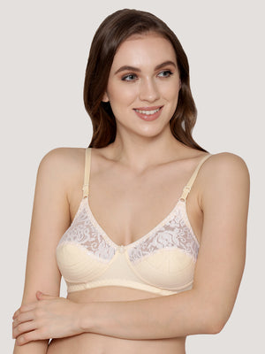 Deepali Non Padded Everyday Lace Bra | Pack of 3-ROSEBUD WHITE SKIN