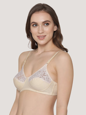 Deepali Non Padded Everyday Lace Bra | Pack of 3-ROSEBUD WHITE SKIN