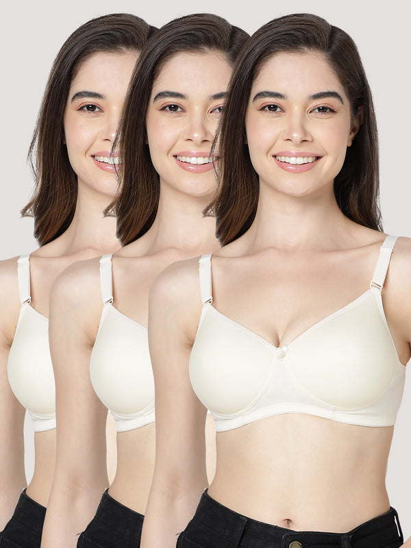 Cherry Full Coverage Lightly Padded Everyday Bra | Pack of 3-SKIN SKIN SKIN
