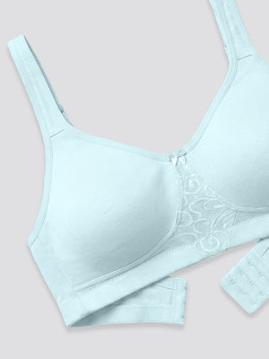 K LINGERIE Chase Double Layered Cups Center Lace Full Coverage Seamless Bra-CREPE SKY BLUE