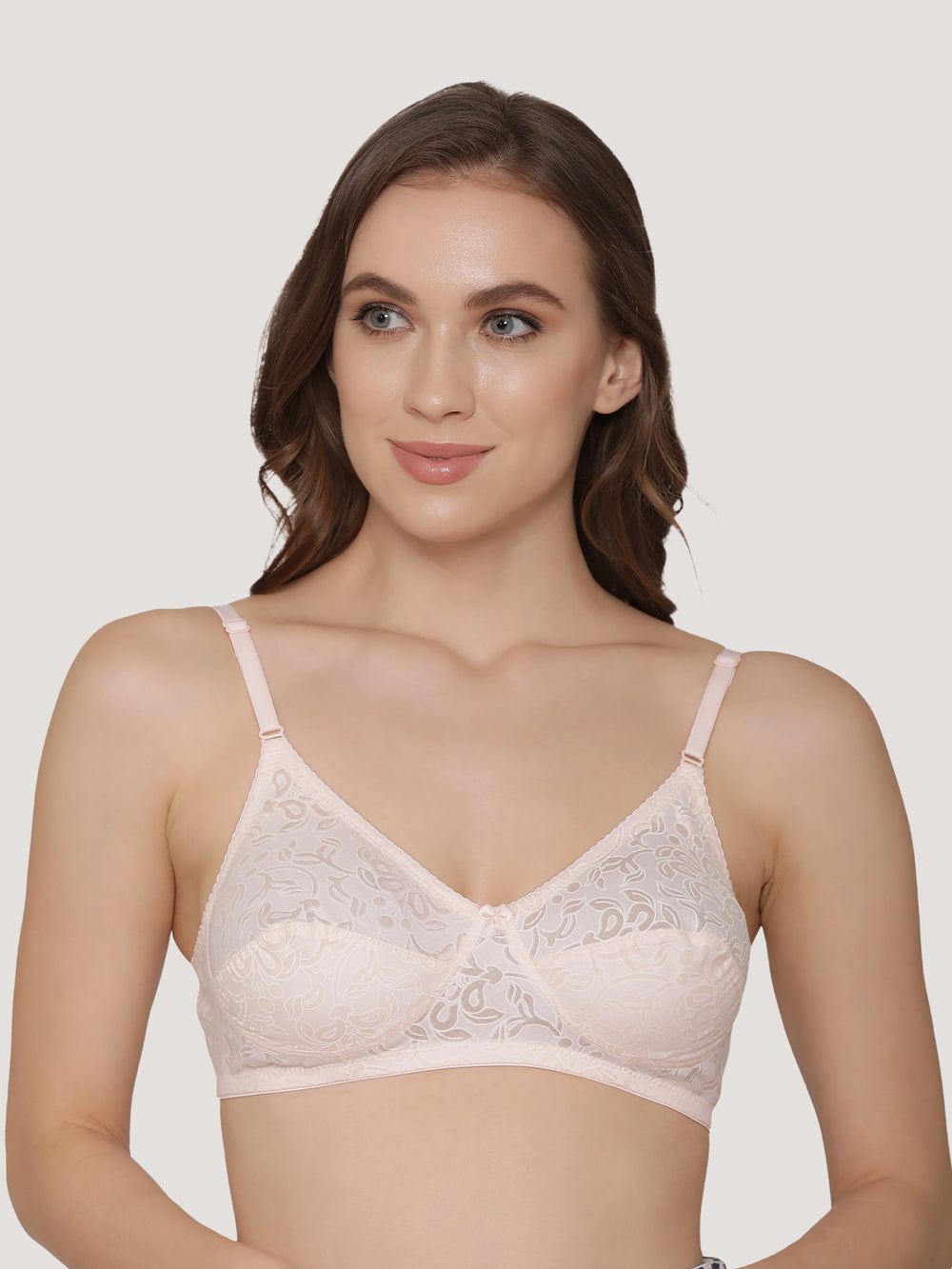 Snow Waves Printed Cotton Everyday Bra | Pack of 3-PEACH PEACH PEACH