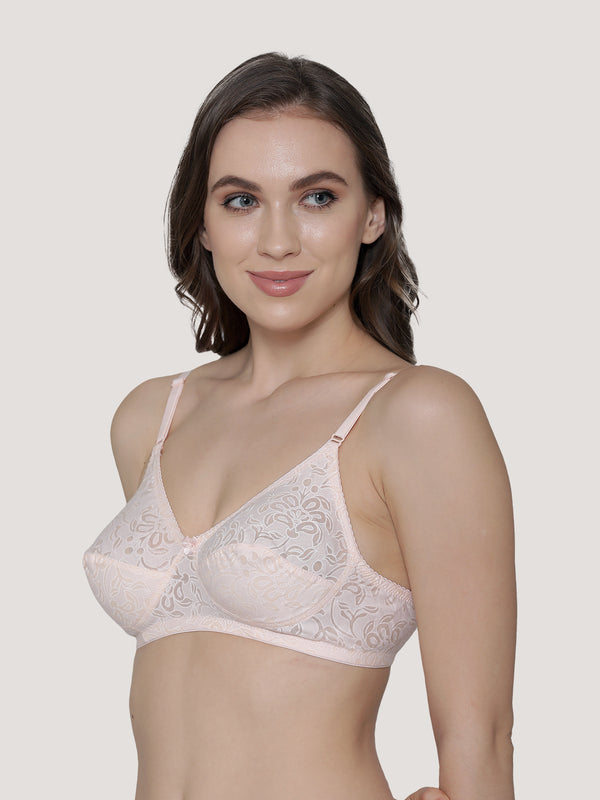 Snow Waves Printed Cotton Everyday Bra | Pack of 3-PEACH PEACH PEACH