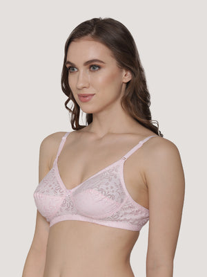 Snow Waves Printed Cotton Everyday Bra | Pack of 3-PINK PINK PINK