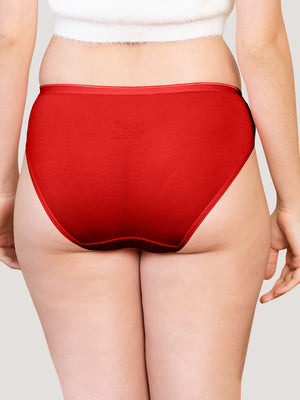 Snow Mid Waist Hipster Panties | Pack of 3-RED RED RED