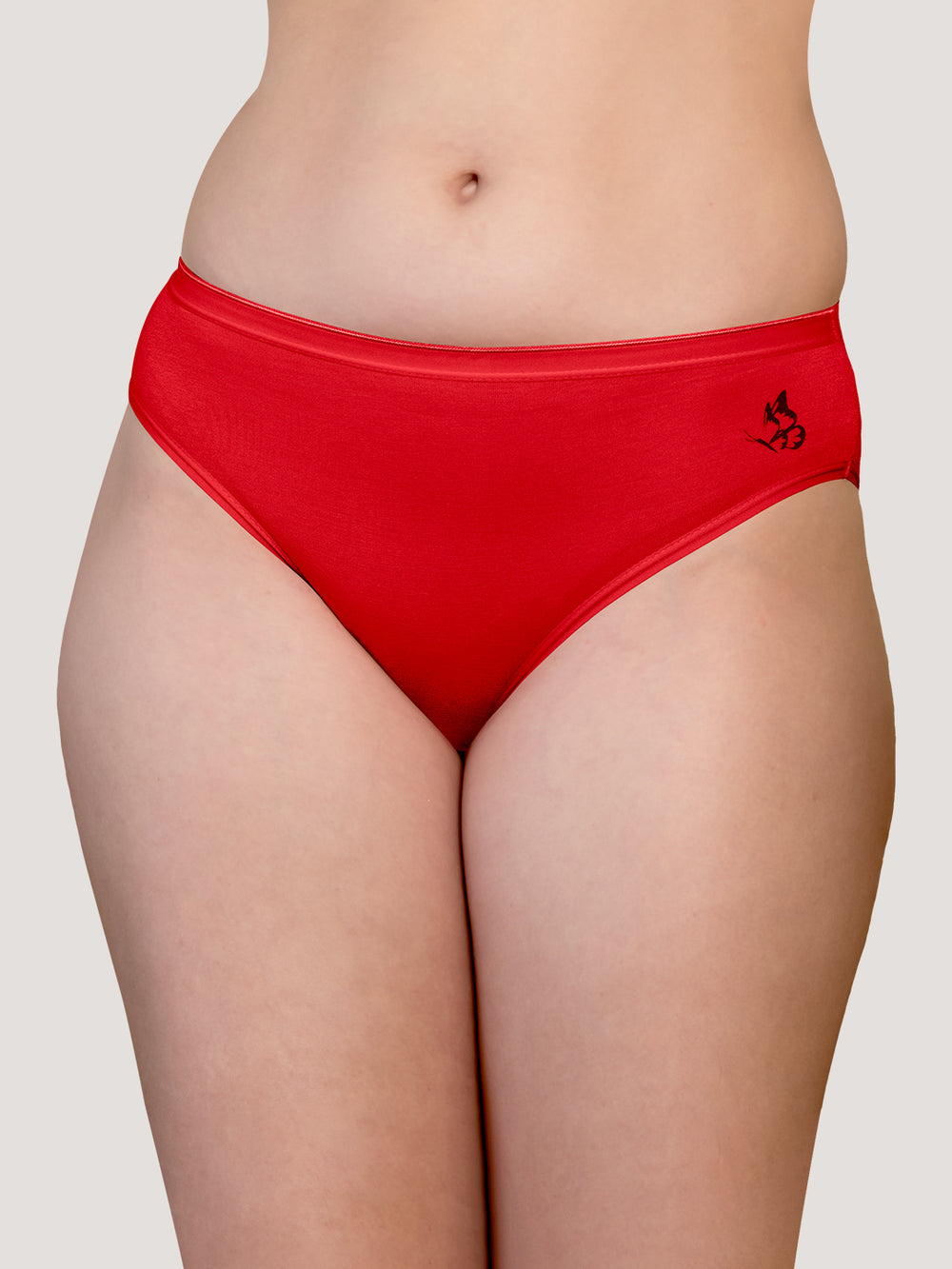 Snow Mid Waist Hipster Panties | Pack of 3-RED RED RED