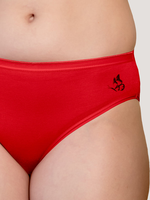 Snow Mid Waist Hipster Panties | Pack of 3-RED RED RED