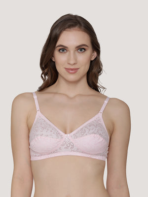 Snow Waves Printed Cotton Everyday Bra | Pack of 3-PINK PINK PINK