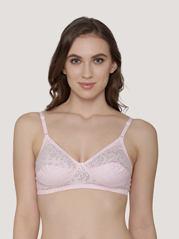 Snow Waves Printed Cotton Everyday Bra | Pack of 3-PINK PINK PINK