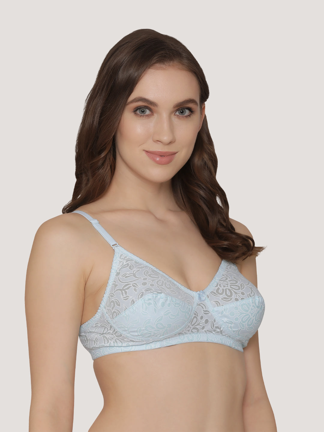 Snow Waves Printed Cotton Everyday Bra | Pack of 3-PINK PEACH S.BLUE