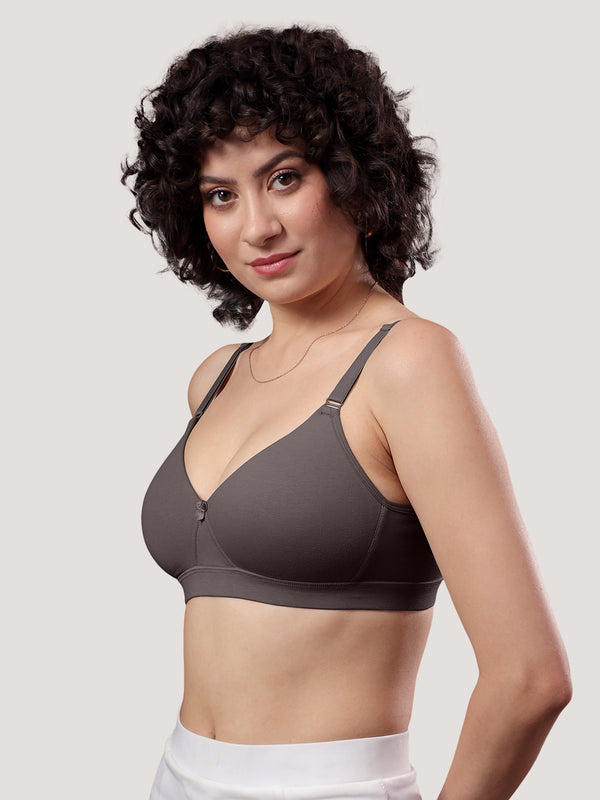 Tessa Full Support Seamless Designer Bra for Women Pack of 2-ASH ONION