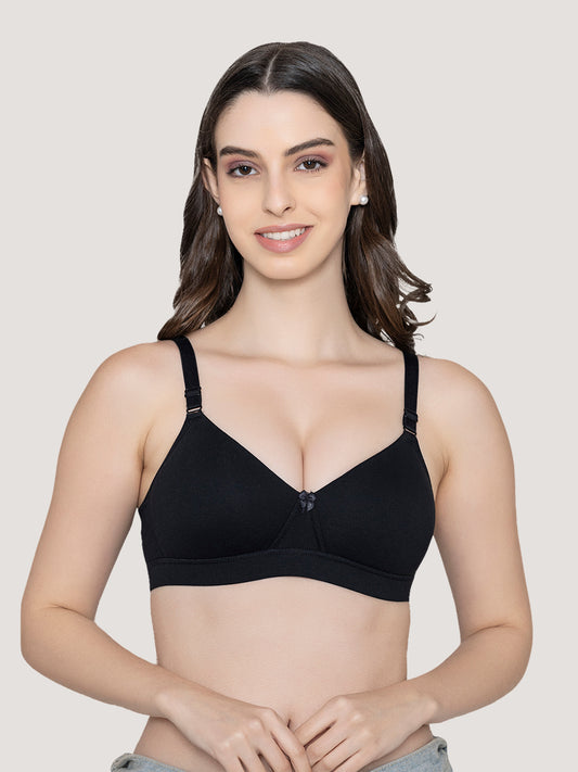 Tessa Full Support Seamless Designer Bra for Women-BLACK