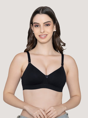 Tessa Full Support Seamless Designer Bra for Women Pack of 2-BLACK FAWN