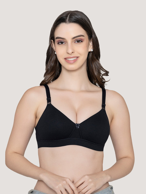 Tessa Full Support Seamless Designer Bra for Women Pack of 2-BLACK FAWN