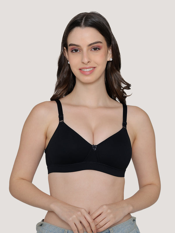 Tessa Full Support Seamless Designer Bra for Women Pack of 2-L.GREY BLACK