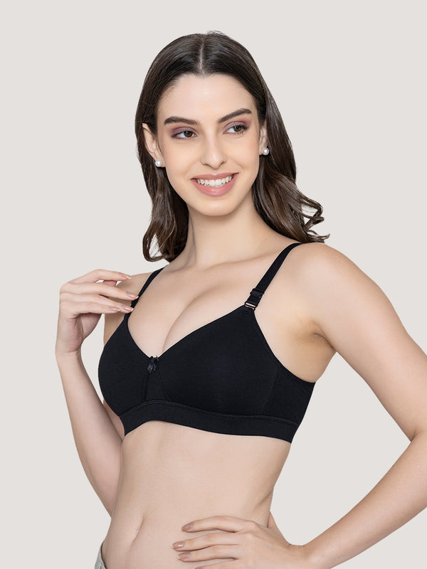 Tessa Full Support Seamless Designer Bra for Women-BLACK