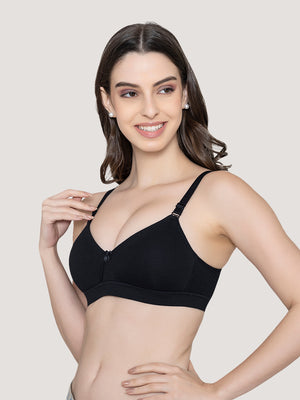 Tessa Full Support Seamless Designer Bra for Women Pack of 2-BLACK FAWN