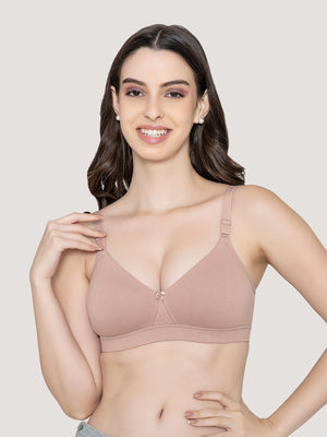 Tessa Full Support Seamless Designer Bra for Women-FAWN