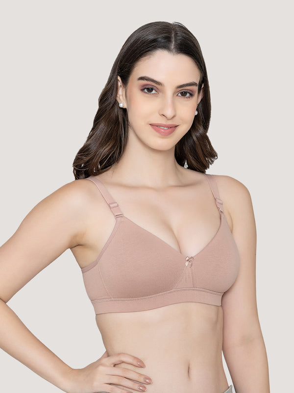 Tessa Full Support Seamless Designer Bra for Women-FAWN